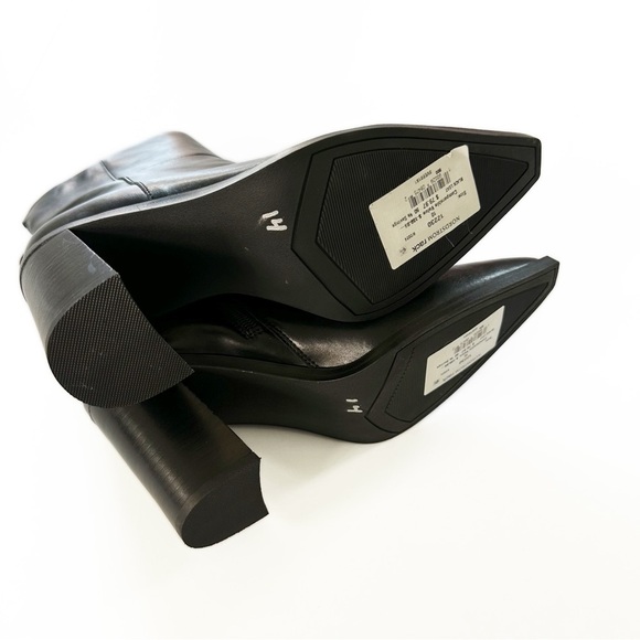 Steve Madden Black Leather Snip Toe Western Heeled Boots Booties Womens 10 New - Picture 7 of 10